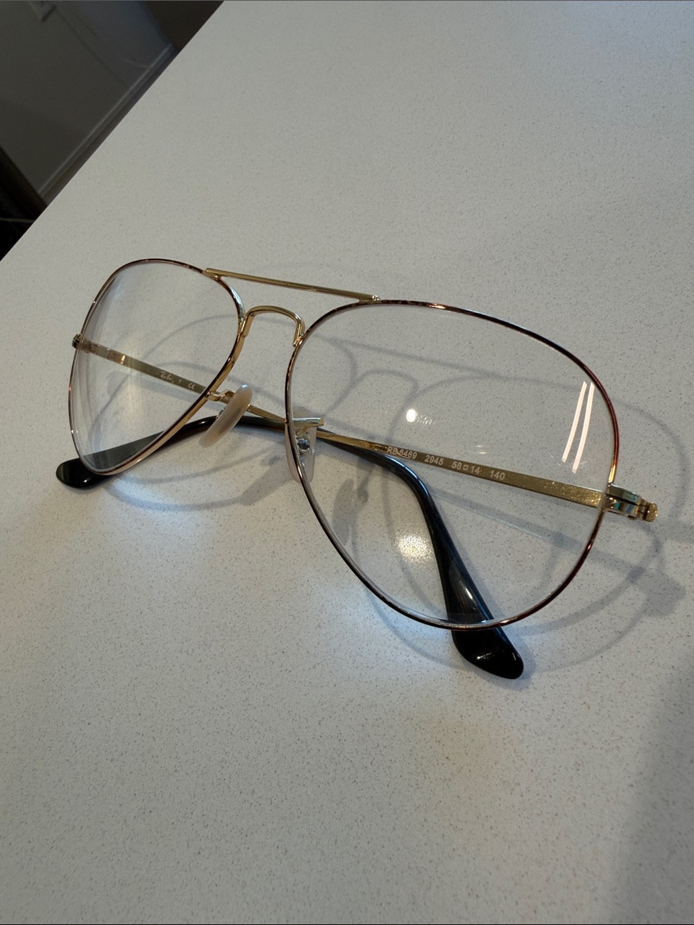 Ray-Ban Oversized Aviator Glasses/Frames Gold Tortoise RB6489 From Net-A-Porter